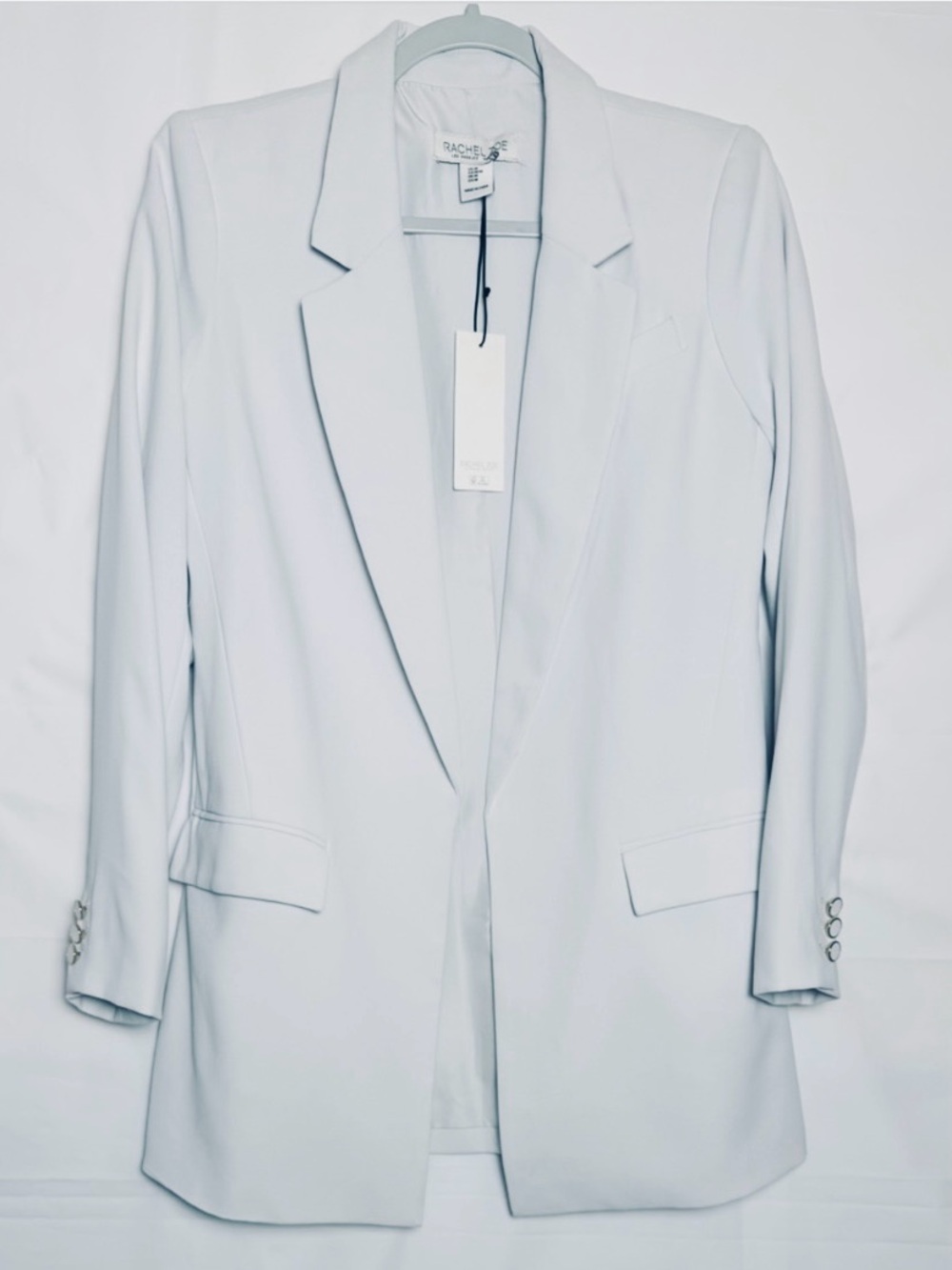 Rachel Zoe Women’s Pale Gray Open-Front Long Blazer, Medium.NWT